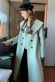 2022冬季新款现货韩版时尚中长款双面呢外套166-9905P255K388，女装毛呢外套，茜茜公主