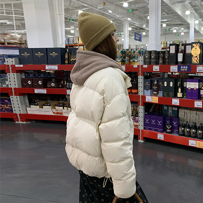 独特超好看色假两件拼接连帽羽绒服女冬2024新款加厚90白鸭绒外套,女装羽绒服,茜茜公主