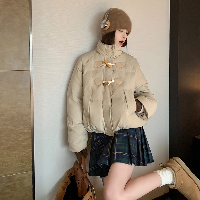 2023冬季新款现货牛角扣时尚短款90羽绒服166-6628P280K398,女装羽绒服,茜茜公主