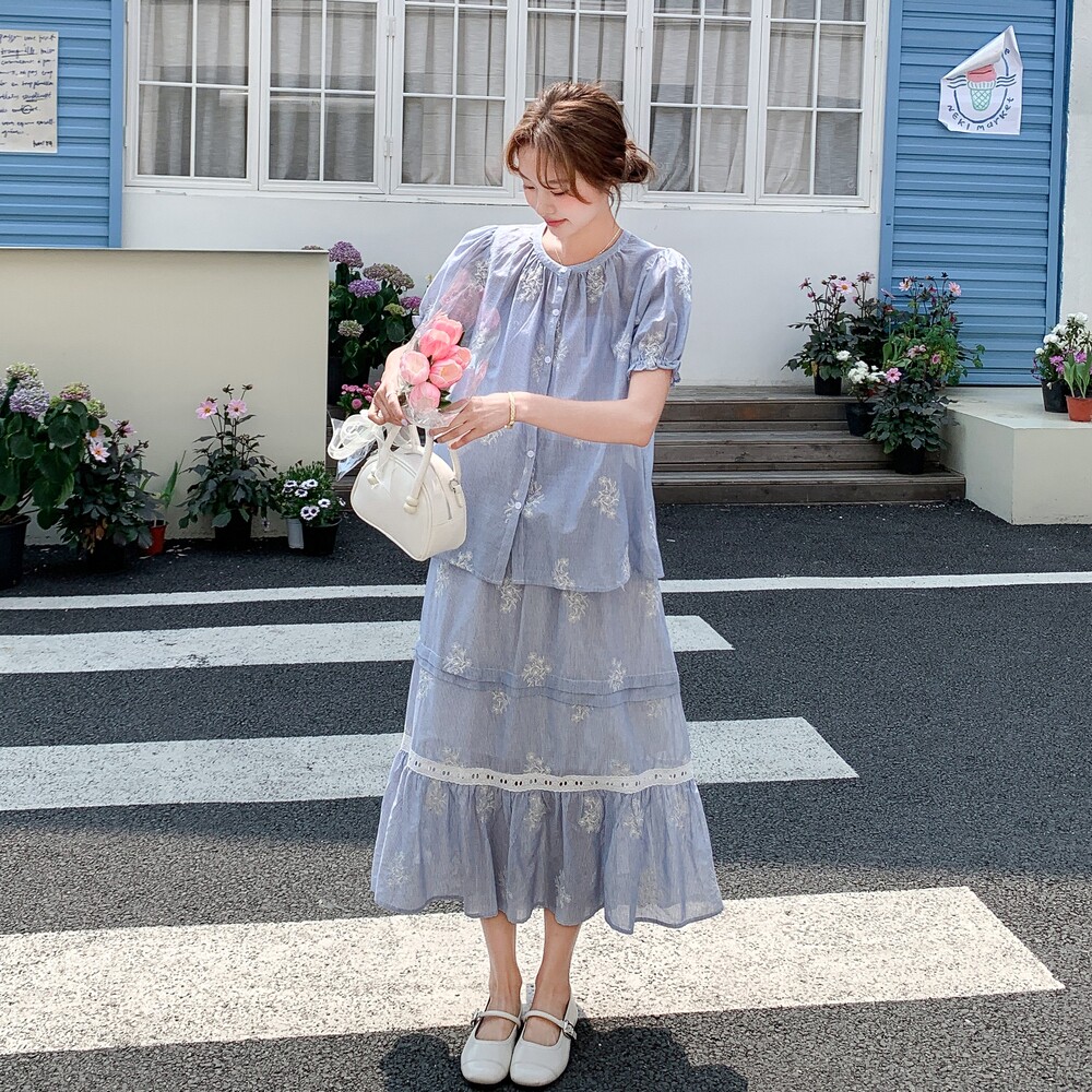 现货2025夏季绝美穿搭衬衫半裙套装166-2539P135K208,女装套装/套裙,茜茜公主