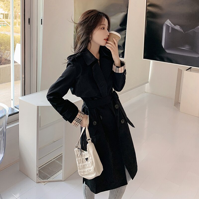 现货！2021春新款风衣166-8813P115控188黑色，女装风衣，茜茜公主