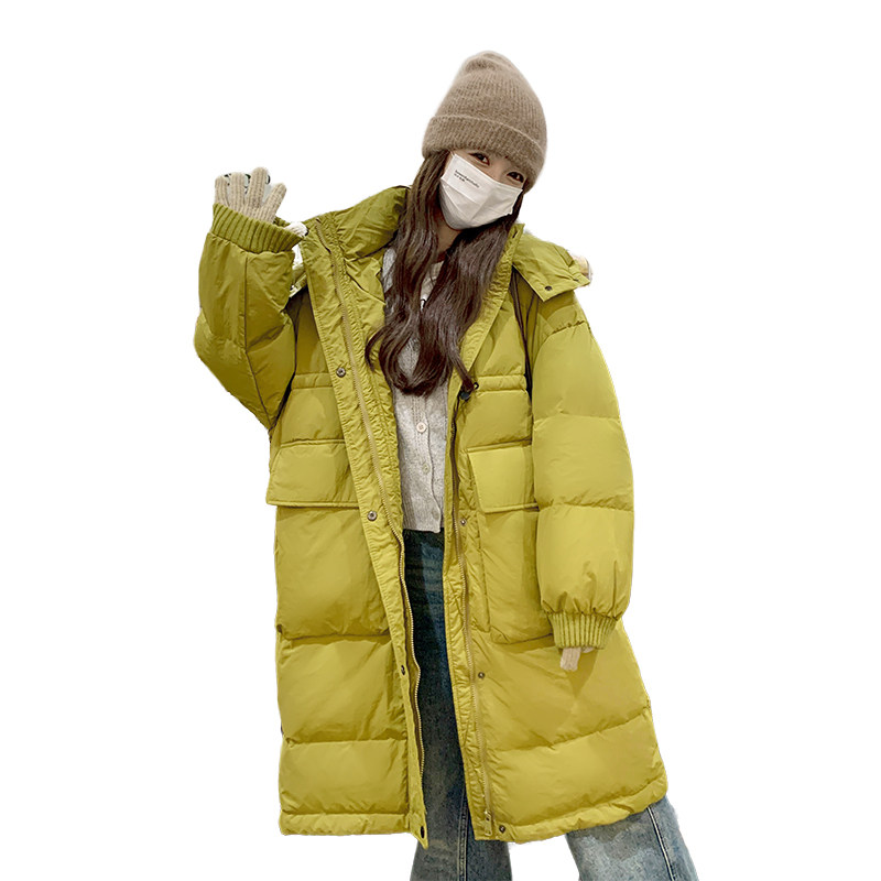 灯芯绒拼接中长款羽绒服女冬2024新款加厚高级感超好看流行厚外套,女装羽绒服,茜茜公主