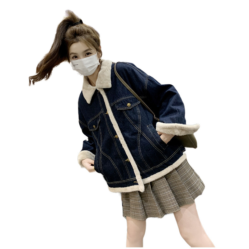 2024冬季新款现货牛仔外套厚兔毛保暖短外套166-6602P195K298,女装短外套,茜茜公主