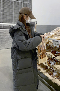 灰色长款工装羽绒服女冬2025新款韩系炸街高级感加厚白鸭绒外套潮图片
