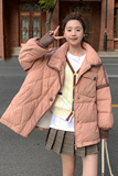 2022冬季新款现货毛线拼接多口袋中长羽绒服166-9928P255K368，女装羽绒服，茜茜公主