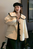 2022冬季新款现货韩版宽松短款双面呢外套166-9902P235K358，女装毛呢外套，茜茜公主