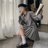 灰色小香风长袖连衣裙女2025春季新款法式高级感时尚小个子百褶裙，女装连衣裙，茜茜公主