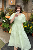2022新款现货泡泡袖设计款抽腰显瘦连衣裙166-8217P115K168，女装连衣裙，茜茜公主