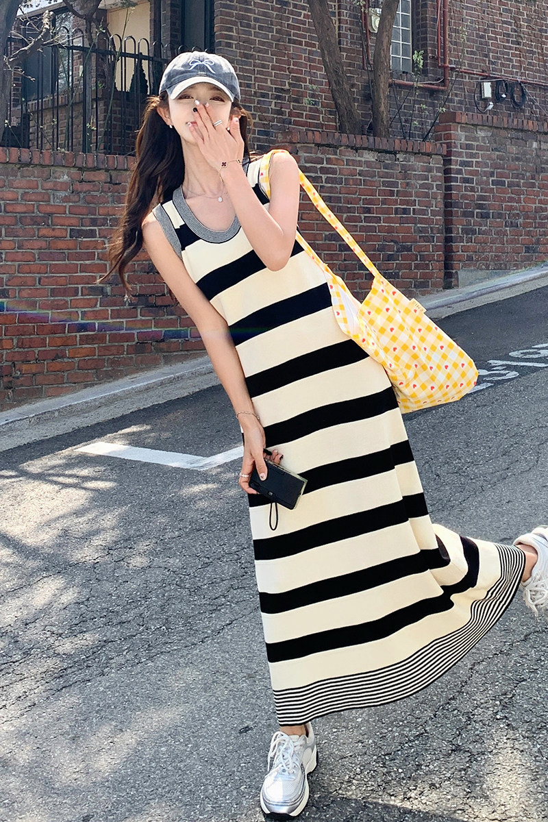 2025夏季新款现货条纹显瘦连衣裙内搭裙166-7710P105K158,女装连衣裙,茜茜公主