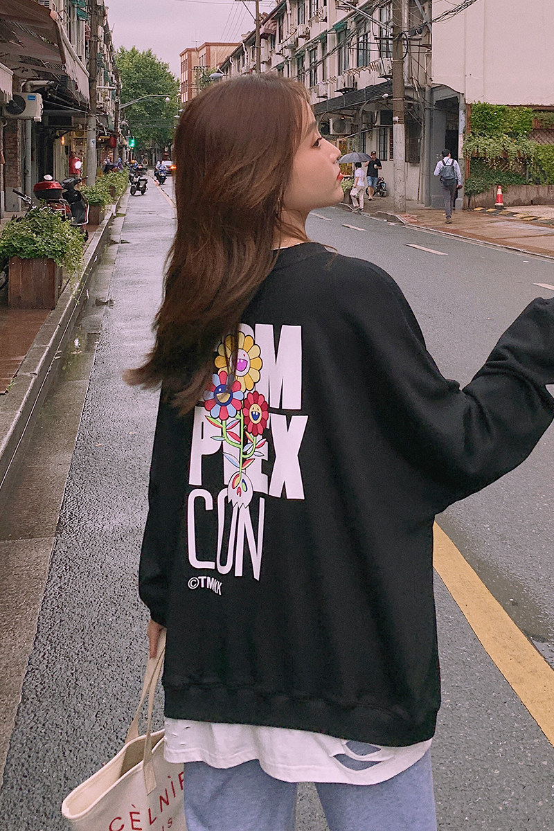 现货2021春季宽松卫衣166-8826P80控138紫色,女装卫衣/绒衫,茜茜公主