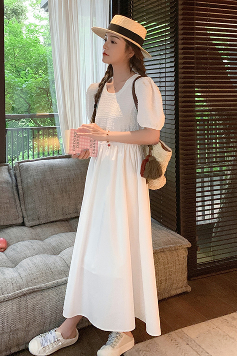 2025夏季新款现货米白色显瘦长款连衣裙166-2396P105K168,女装连衣裙,茜茜公主