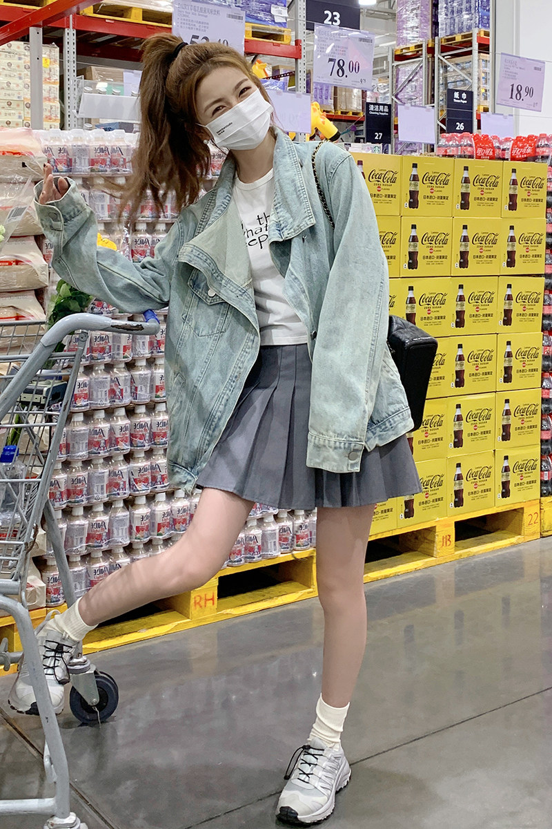 现货2024秋季复古立领小个子牛仔外套166-2622P135K188,女装短外套,茜茜公主