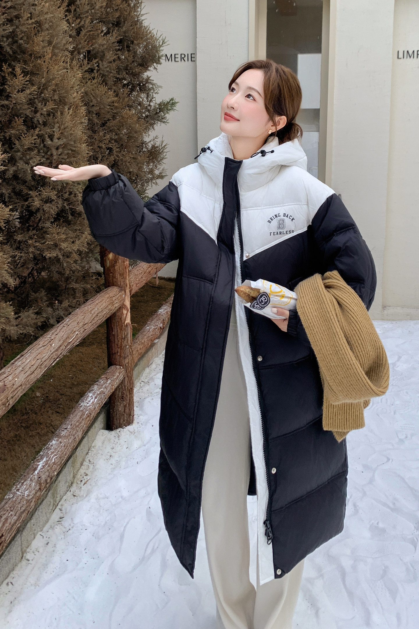 2025冬季新款现货独特超好看黑白撞色款90羽绒服166-2598P320K458,女装羽绒服,茜茜公主