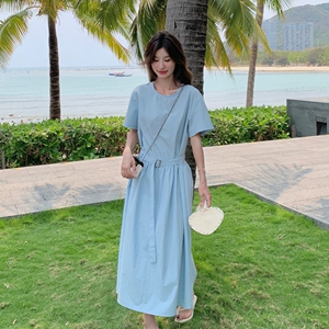 新款2025夏现货韩版休闲显瘦宽松长款连衣裙166-2535P125K188图片