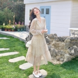 法式气质印花收腰连衣裙女夏2025新款今年流行的漂亮绝美减龄长裙，女装连衣裙，茜茜公主