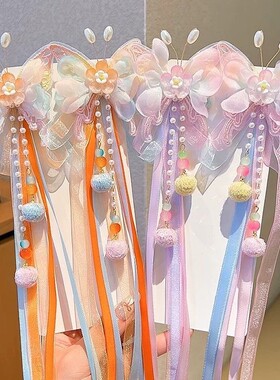 女孩蝴蝶结发夹儿童古风发饰头花