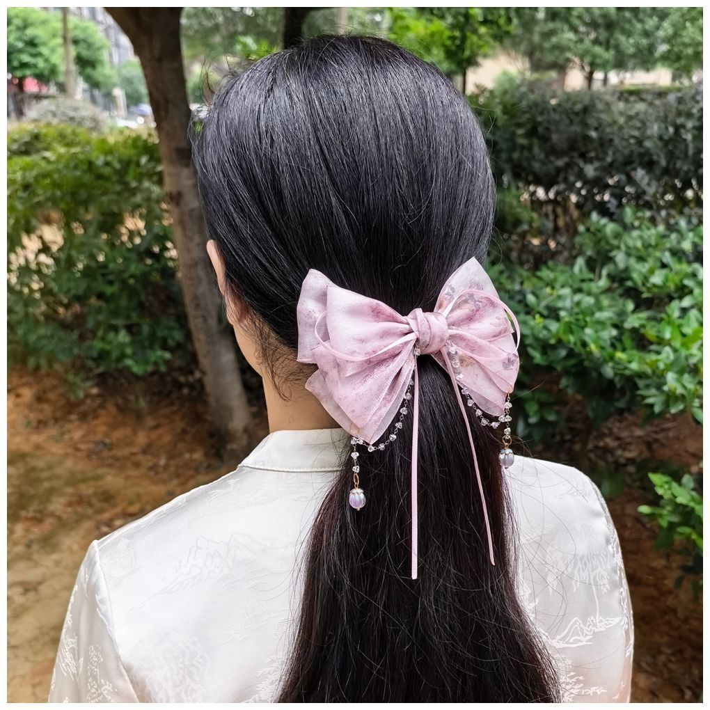 大蝴蝶结发夹超仙女后脑勺发量少蝴蝶发卡顶夹弹簧夹全扎半扎头饰
