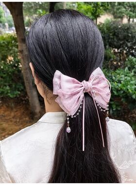 大蝴蝶结发夹超仙女后脑勺发量少蝴蝶发卡顶夹弹簧夹全扎半扎头饰