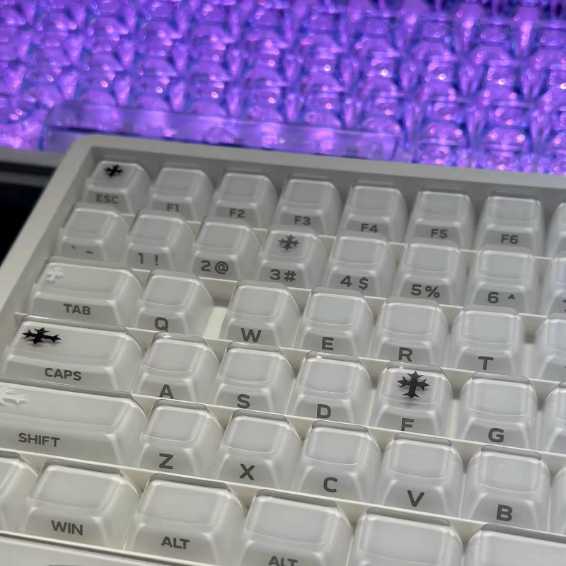 迈从定制冰晶克罗心果冻键帽122键原厂高度注塑机械键盘wooting