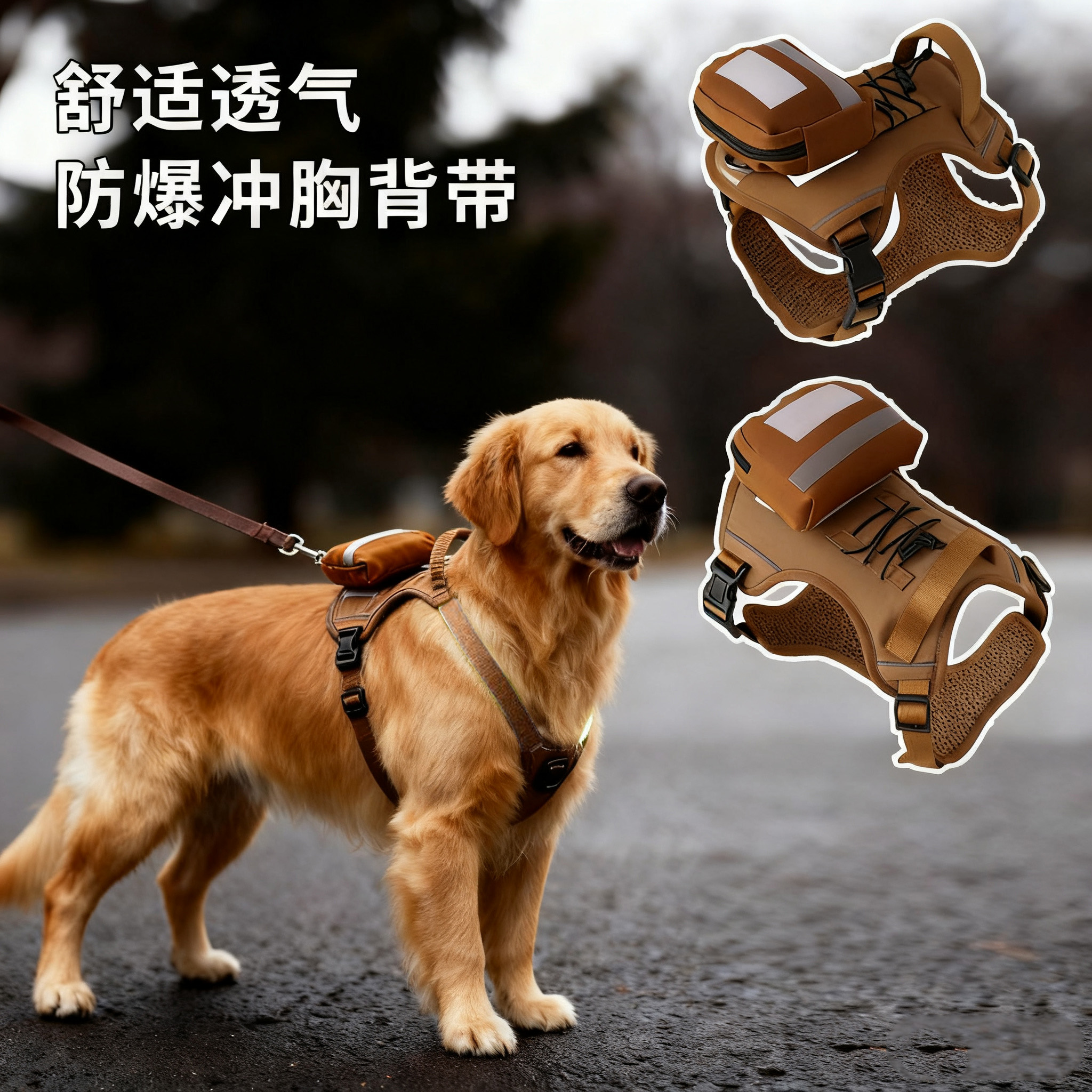 宠物狗狗自背包牵引绳胸背带大中型犬柴犬金毛背心式外出遛狗绳子