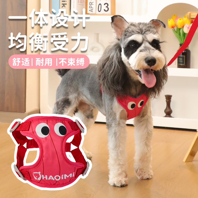 2025新款雪纳瑞狗狗的牵引绳背心式比熊小型犬专用牵狗绳防挣脱