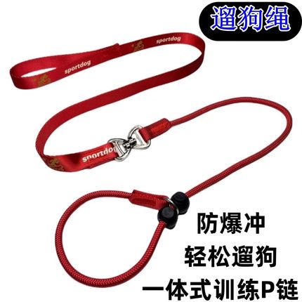 狗狗牵引绳p链一体式训练赛级p绳小型犬防爆冲遛狗绳中大型犬通用