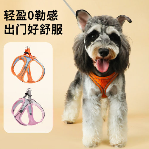 雪纳瑞狗狗的牵引绳中小型犬背心式高颜值夏季宠物小体狗外出绳子