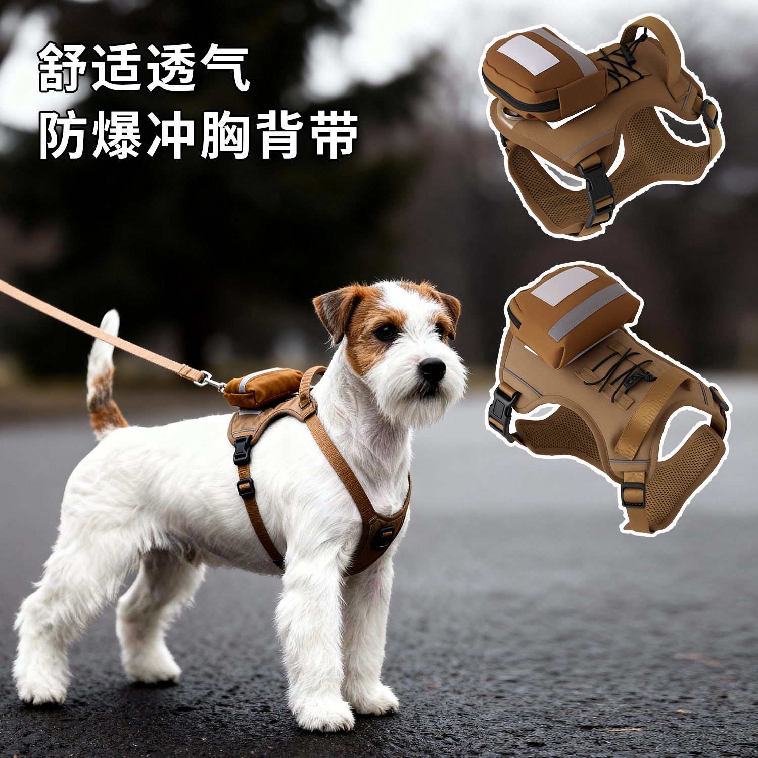 狗狗自背包牵引绳胸背带大中型犬阿拉斯加金毛背心式外出遛狗绳子