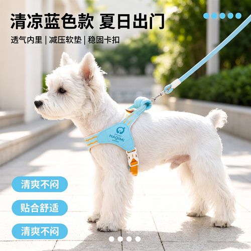 夏季清凉狗狗牵引绳中小型犬Y型马鞍胸背不勒脖防挣脱外出遛狗绳