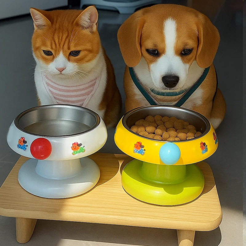狗碗猫咪饭碗粮碗喝水碗保护颈椎猫食盆不锈钢狗碗不易打翻宠物碗