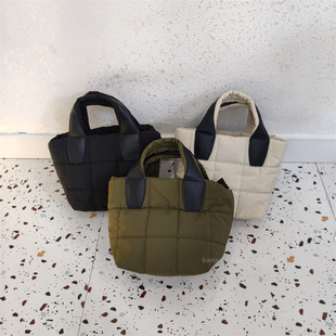 新款水桶包菜篮子复古秋冬大容量轻便韩版太空羽绒包手提斜挎女包