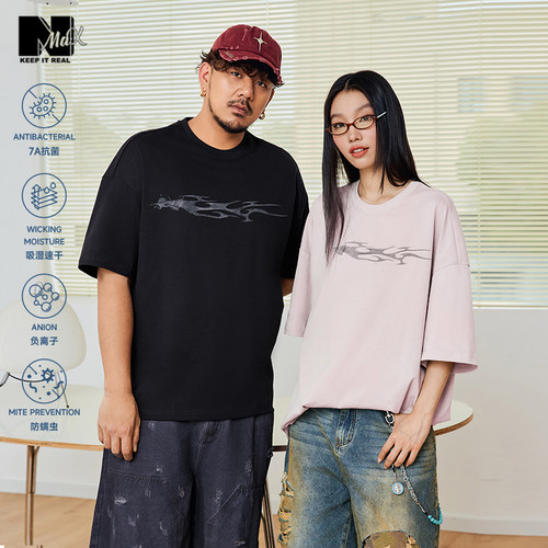 NMAX7A抗菌美式白墨印花短袖T恤