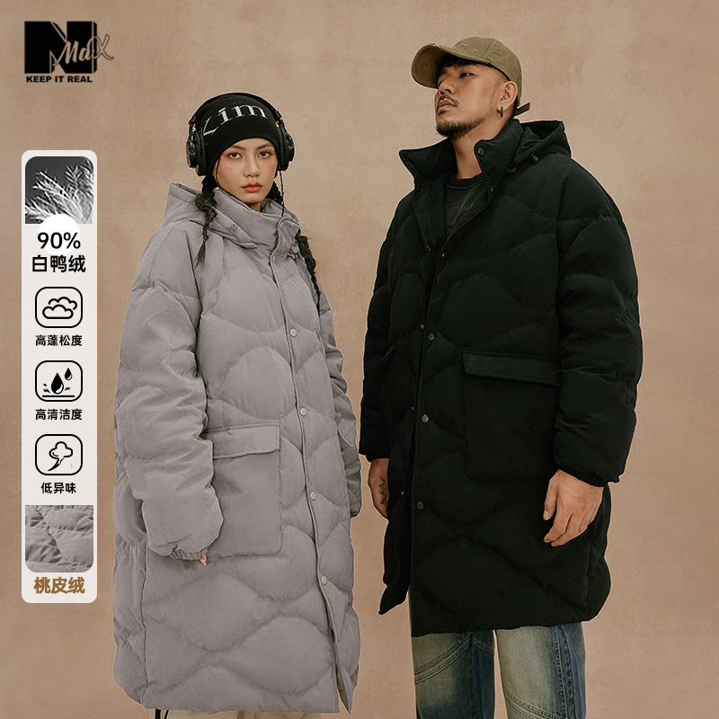 nmax桃皮绒中长款羽绒服