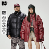 冬新品 NMAX大码 潮牌男装 PU皮好打理羽绒服防风保暖90绒子外套