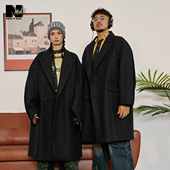 NMAX大码 呢大衣活页设计挺括外套 皮料拼接中长款 男装 秋季