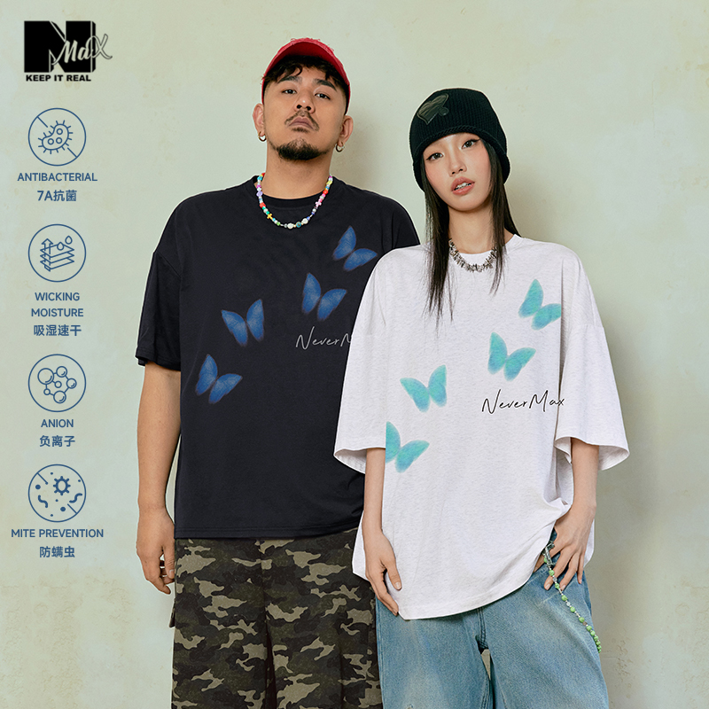 NMAX7A抗菌炫彩蝴蝶印花短袖T恤