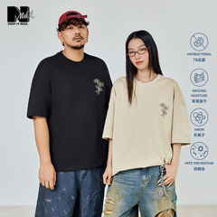 NMAX大码潮牌男装25年夏7A抗菌吸湿速干短袖T恤简约印花情侣上衣