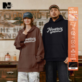 潮牌男装 25年冬季 新款 NMAX大码 美式 字母印花卫衣加绒连帽锁温上衣