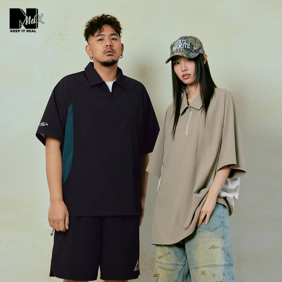 NMAX休闲翻领Polo衫撞色拼接短袖