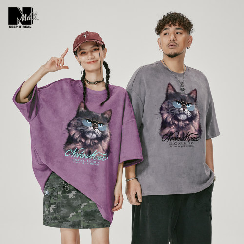3D猫咪印花短袖T恤N-MAX潮牌男装