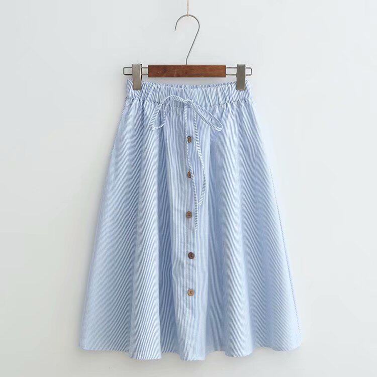 森女系豎條紋中長款半身裙女A型小清新學生裙子2019春秋新款女裝在類目 女裝/女士精品, 半身裙中 - 來自Buy2taobao.com提供專業的淘寶代購服務