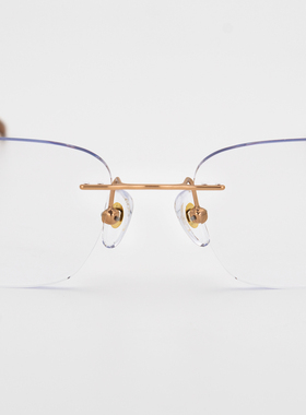 BLUS.TER巴苏钻石切边无框定制眼镜韩式纯钛镶钻无边眼镜