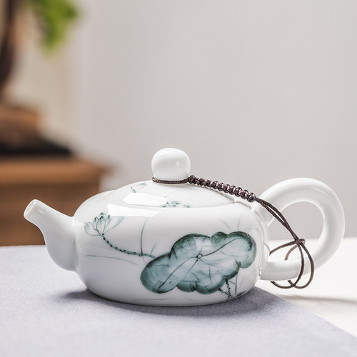 手绘功夫茶壶茶具泡喝陶瓷白瓷
