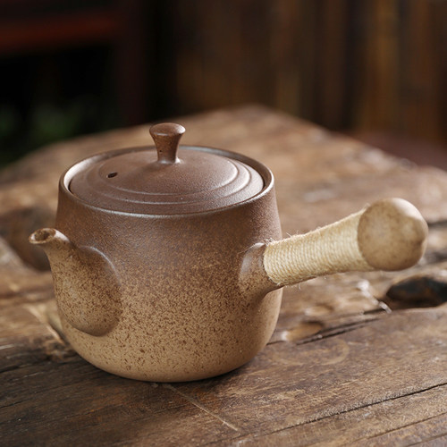 复古围炉煮茶壶侧把烧水壶明火碳炉电陶炉陶瓷养生壶白茶黑茶户外