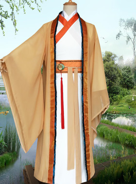 汉唐古装汉服男仙气大袖侠古风帅气公子写真剑客交领长袍大氅白色