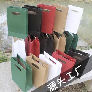 挖孔牛皮纸袋免折款 袋 无手提礼品袋现货纸袋可印字白卡纸袋服装