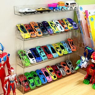 儿童玩具车亚克力壁挂置物架多美卡风火轮小车合金模型汽车收纳盒