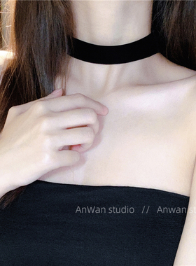 鞠婧祎同款锁骨链女黑色丝绒项圈颈链脖子配饰高级感颈带秋冬脖圈