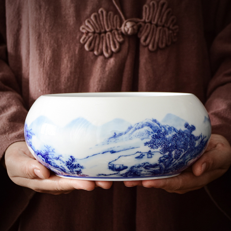 2025新款创意轻奢手绘瓷烟灰缸大码家用客厅中式高端多功能收纳缸