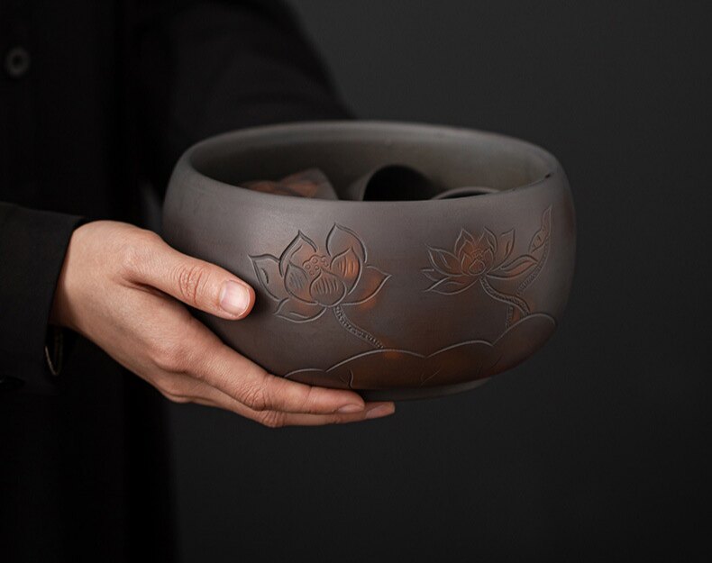 创意新中式清溪紫陶茶洗大码家用水盂杯洗茶渣缸功夫茶具零配茶道